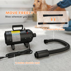 PawHut 2200W Dog Hair Dryer with Adjustable Temperature & Velocity, 3 Different Nozzles, Black