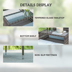Outsunny Two-Seat Rattan Chair, with Middle Table - Charcoal Grey