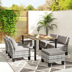 Outsunny Seven-Piece Rattan Dining Set - Grey