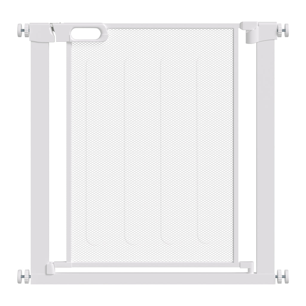 PawHut Pet Safety Gate, for Doorways, Staircases, Hallways, with 75-82cm Adjustable Width - White