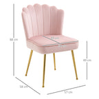 HOMCOM Velvet-Feel Shell Accent Chair with Metal Legs and Comfort Padding - Pink