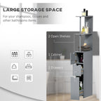 HOMCOM Tall Bathroom Cabinet, Freestanding Slim Bathroom Storage Cabinet with 2-Tier Open Shelf and 2 Drawers for Small Space, Narrow Cupboard Storage Unit, Grey