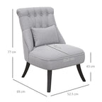HOMCOM Tub Chair, Armless Single Sofa, Modern Button Tufted Armchair, Upholstered Linen Fabric Longue Accent Chair for Living Room, Bedroom, Set of 2, Grey