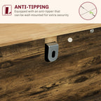 HOMCOM Sideboard with Rubberwood Top and Adjustable Shelves for Dining Room, Kitchen - Rustic Brown