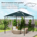 Outsunny 3 x 3 m Gazebo Canopy Replacement Cover, Garden Gazebo Roof Replacement with Drain Holes, TOP COVER ONLY, Grey