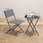 Outsunny 3 Pieces Outdoor Bistro Set, Glass Top Outdoor Table and 2 Folding Chairs with Protecting Feet, Grey