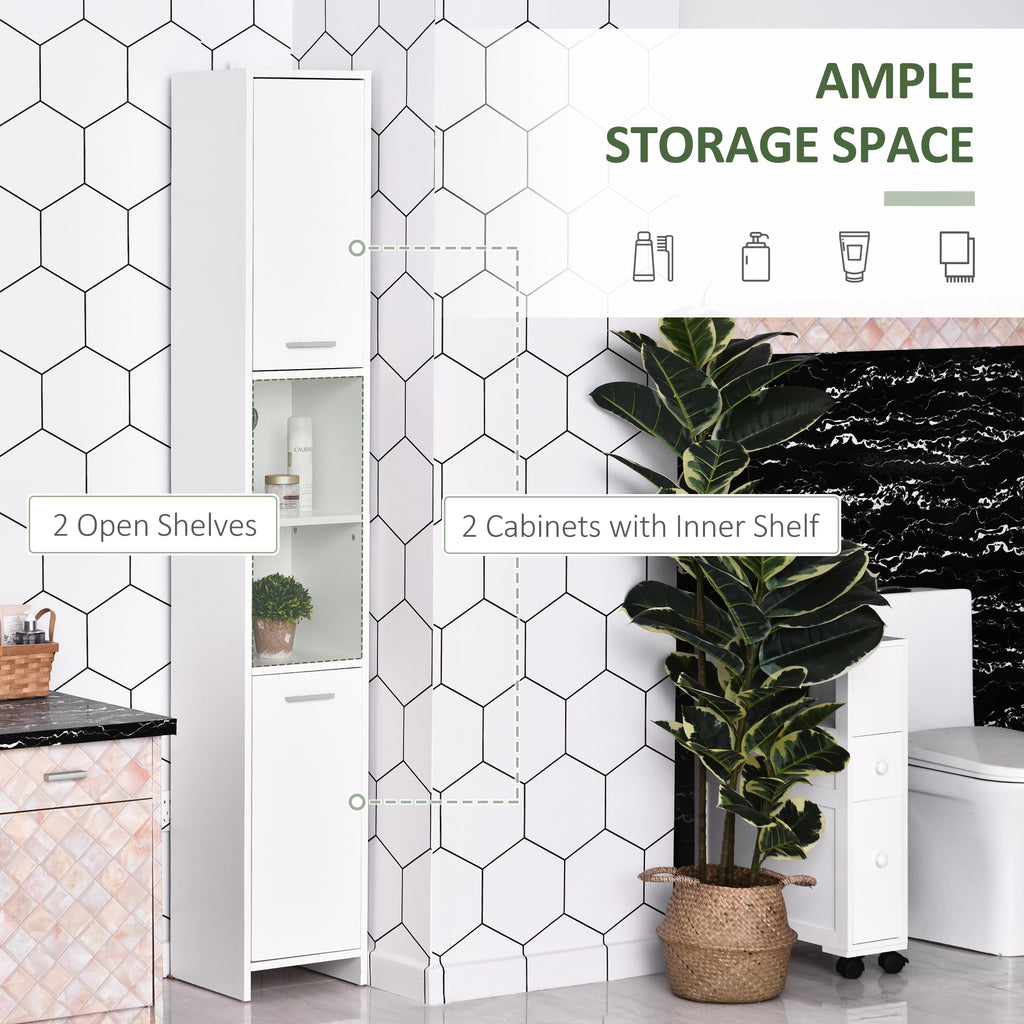 HOMCOM Tall Bathroom Storage Cabinet with Three-position Adjustable Shelves For Neutral Style, Hallway White