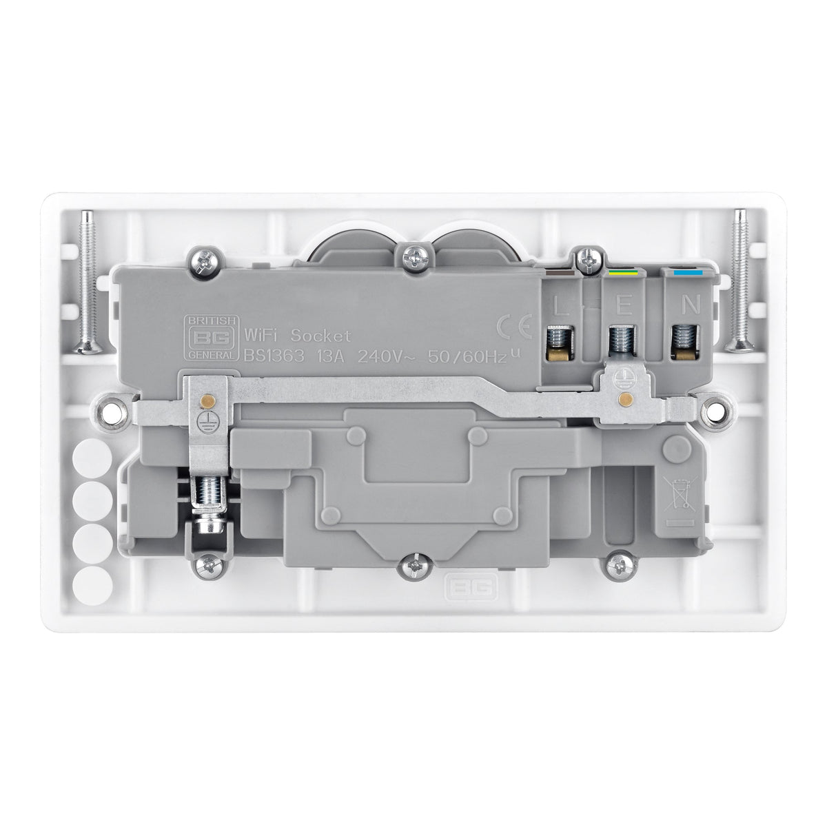 British General Slim Nexus Double Switched 13A Power Socket + Smart Home Control - White