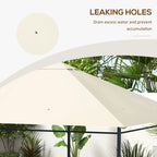 Outsunny 3 x 4m Gazebo Canopy Replacement Cover, Gazebo Roof Replacement (TOP COVER ONLY), Cream White