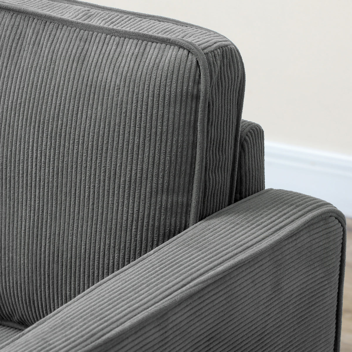 Small Two-Seater Corduroy Sofa - Grey