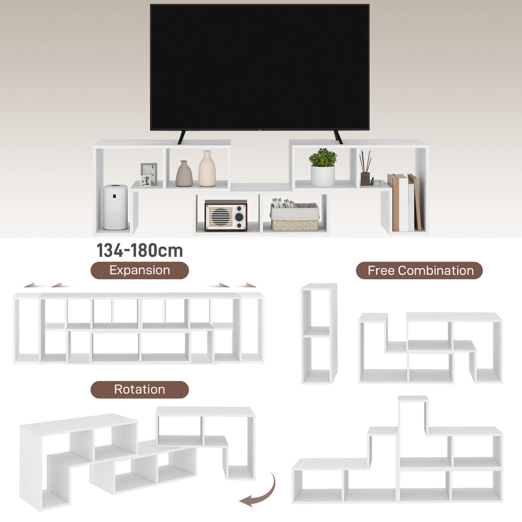 Three-Block Modular TV Stand - White Wood-Effect