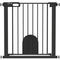 PawHut Dog Gate with Cat Flap Pet Safety Gate Barrier, Stair Pressure Fit, Auto Close, Double Locking, 75-82 cm Black