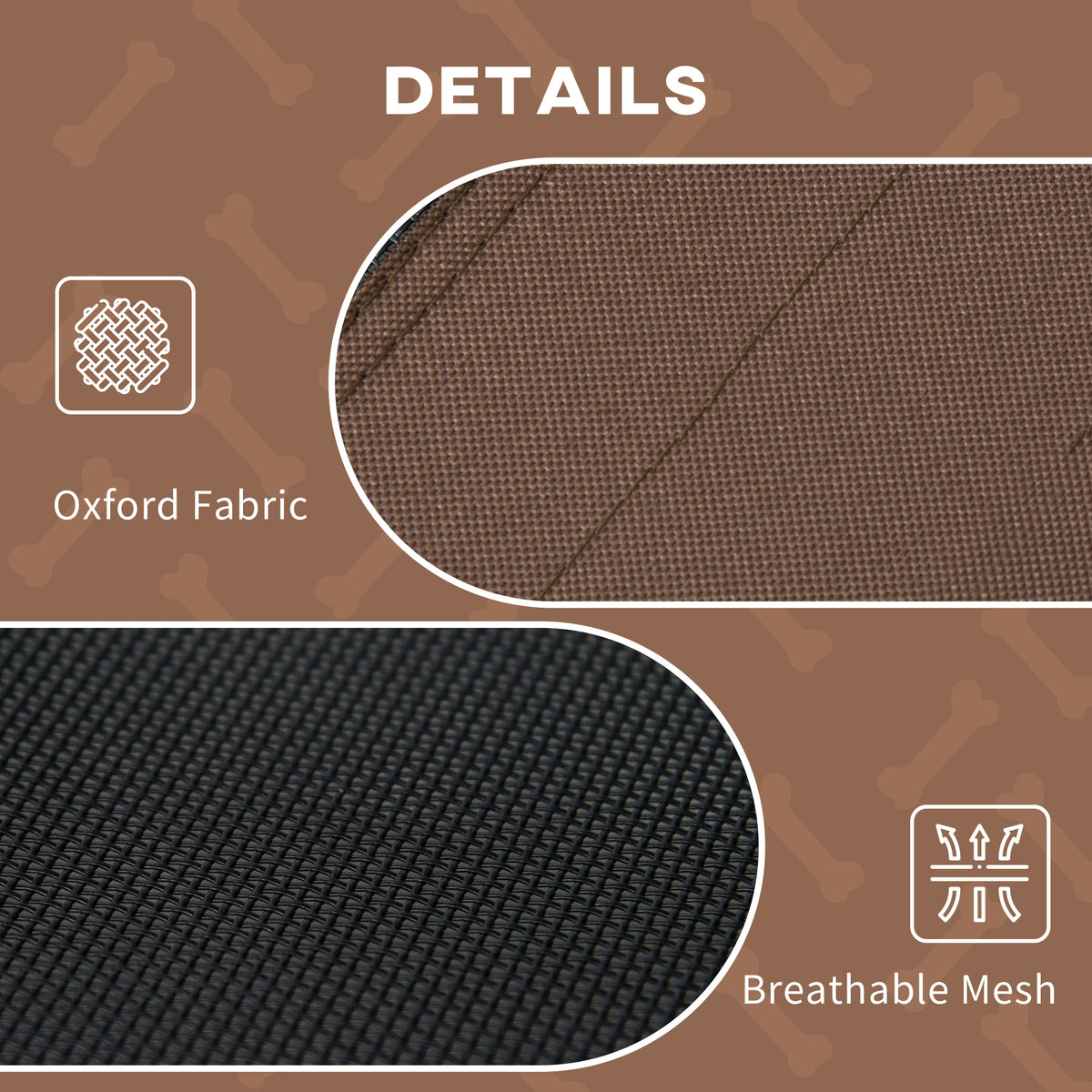 PawHut Outdoor Dog Bed with Removable Canopy, Portable Raised Dog Bed for Camping, Garden & Beach, Water-Resistant UV-Protection Mesh Pet Cot Sun Lounger, for Large Pets, 92 x 76 x 90 cm, Brown