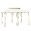 Outsunny 3 x 4m Metal Frame, Two-Tier Roof Gazebo - Cream White