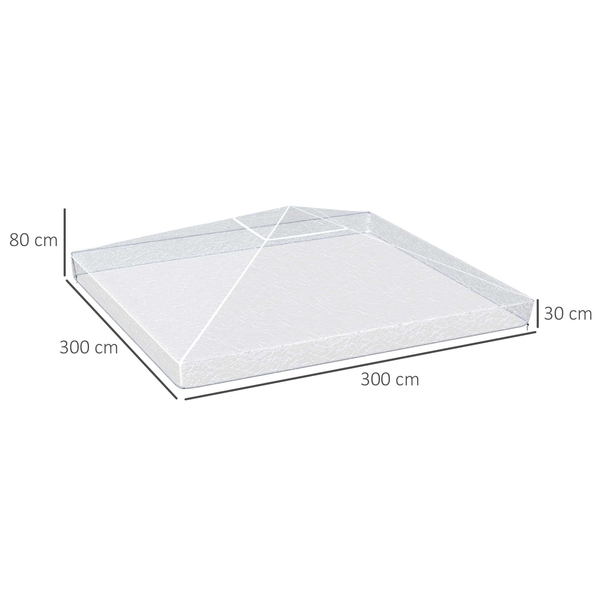 Outsunny 3 x 3 (m) Gazebo Protective Cover, Waterproof Transparent Gazebo Replacement Canopy Cover Top for Canopy and Tent