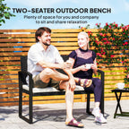 Outsunny Two-Seater Rattan Garden Bench - Beige