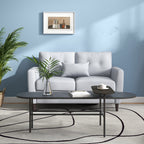 HOMCOM 2 Seater Sofa with Spring Cushion, Fabric Sofa with Wooden Legs, Modern Love Seat for Living Room, 140cm Width Tufted Couch for Bedroom, Light Grey