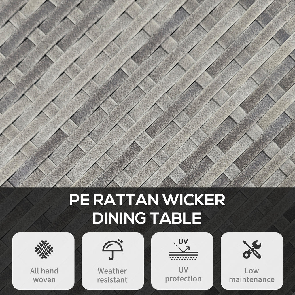 Outsunny 70 cm Wood-Effect Rattan Garden Table - Grey