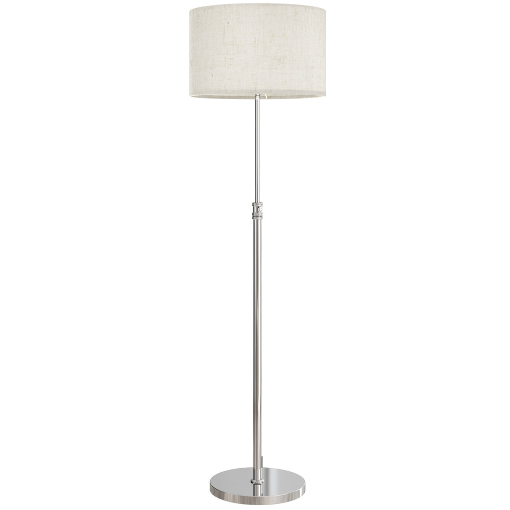 Floor Lamp with Remote, Height Adjustable Standing Lamp with Linen Shade, Dimmable with 3000K-6000K Adjustable Colour Temperatures, Foot Switch for Living Room Bedroom Office, Silver Tone