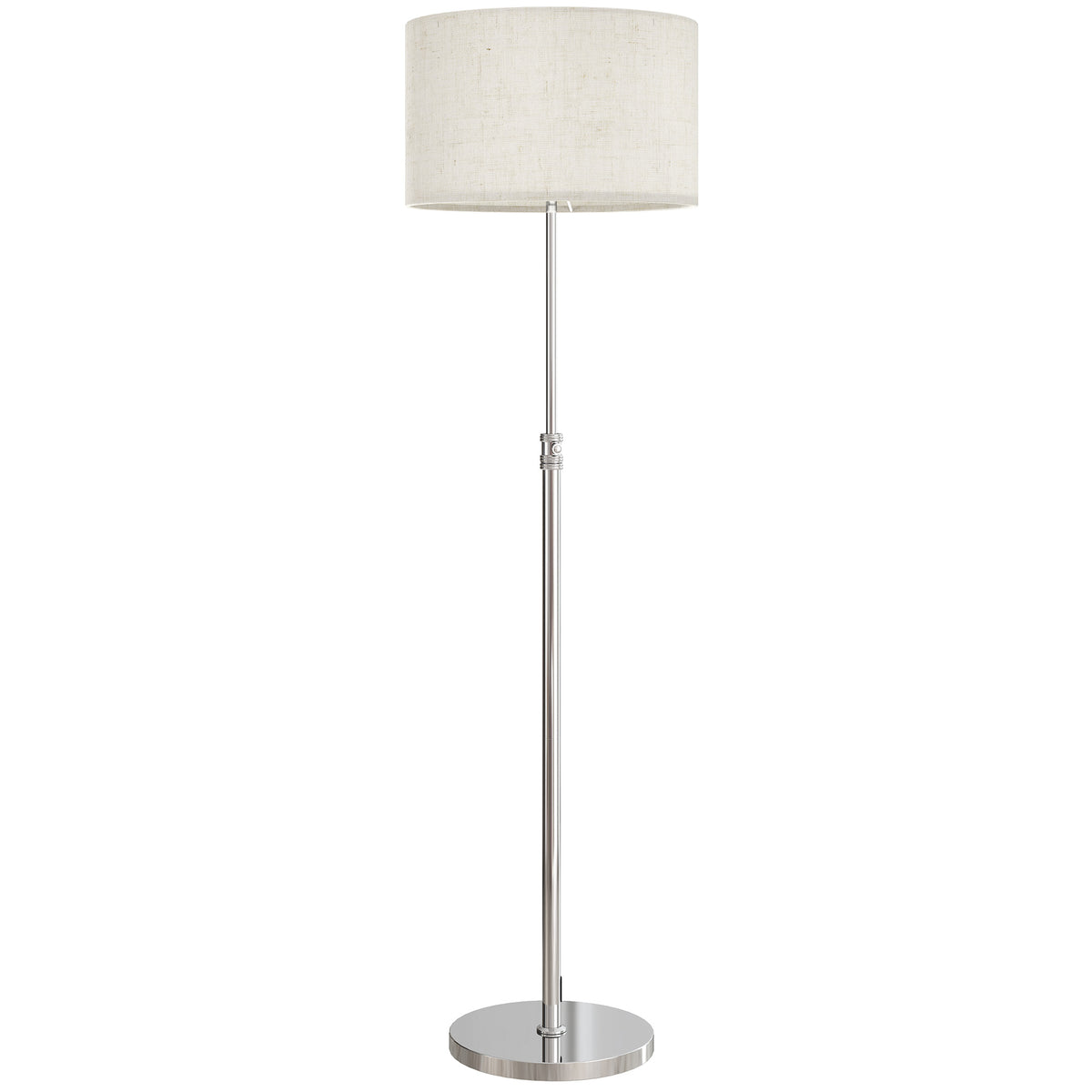 Floor Lamp with Remote, Height Adjustable Standing Lamp with Linen Shade, Dimmable with 3000K-6000K Adjustable Colour Temperatures, Foot Switch for Living Room Bedroom Office, Silver Tone