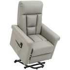 HOMCOM Power Lift Chair Armchair for the Elderly, PU Leather Recliner Chair with Extended Footrest, Remote Control and Side Pocket, Grey