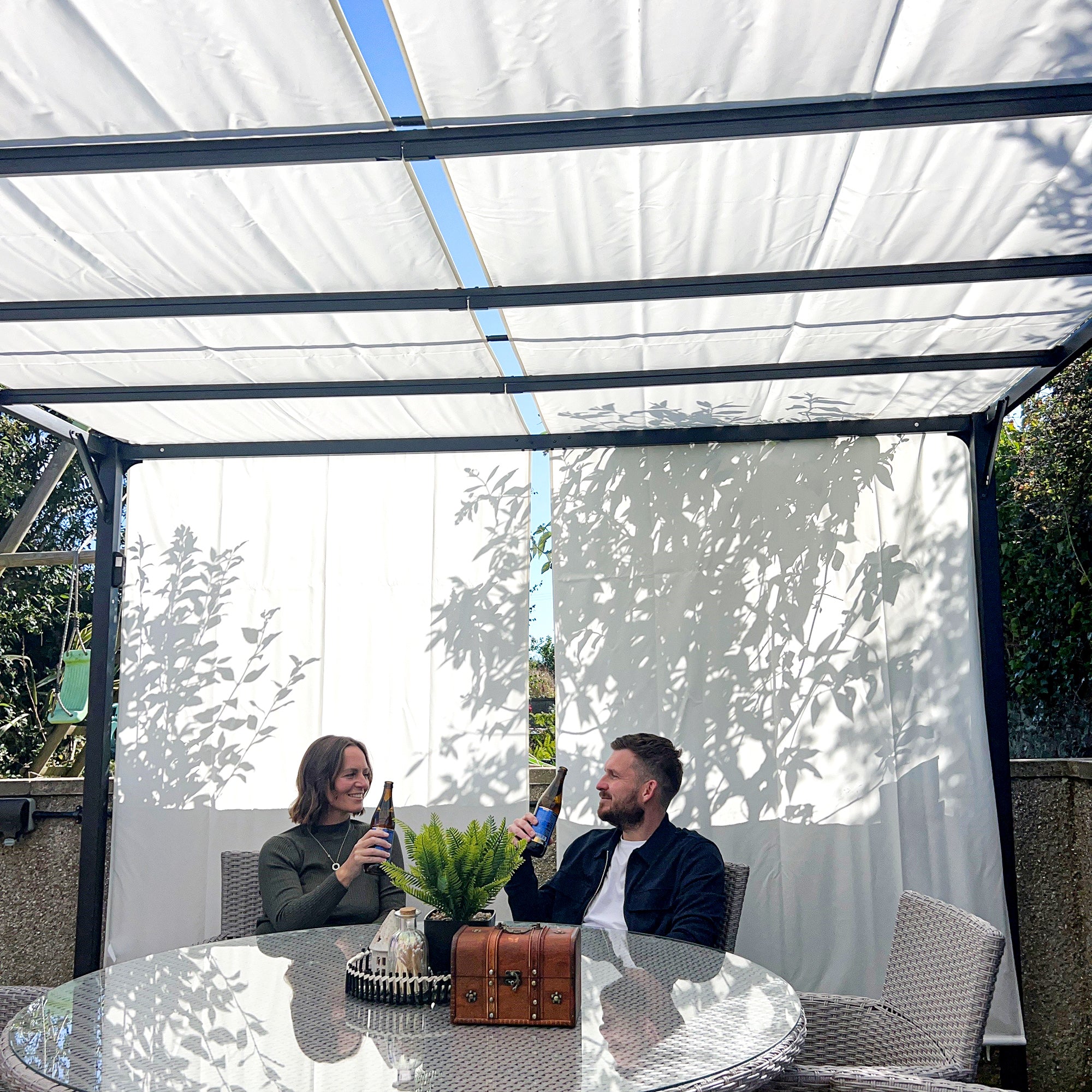 Outsunny 3 x 4m Outdoor Garden Pergola - Cream White