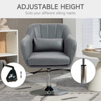 HOMCOM Swivel Accent Chair, Linen Fabric Tub Vanity Chair, Modern Armchair with Adjustable Height and Lumbar Support for Living Room Bedroom Salon Make up Room Dressing Table, Dark Grey