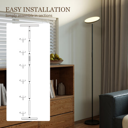 RGB Uplighter Floor Lamp, Tall Dimmable Standing Lamp with Remote & Touch Control, 350° Rotatable Head for Living Room Bedroom, 2700K-6000K Colour Temperatures, Black
