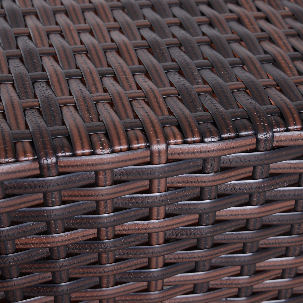 Outsunny Rattan Outdoor Coffee Table, Wicker Garden Patio Bistro Side Table with Umbrella Hole and Storage Space for Balcony, Porch, Brown