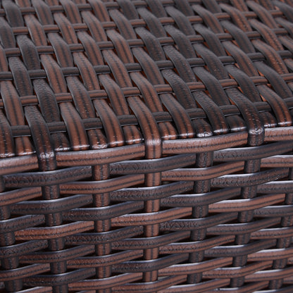 Outsunny Rattan Outdoor Coffee Table, Wicker Garden Patio Bistro Side Table with Umbrella Hole and Storage Space for Balcony, Porch, Brown