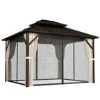 Outsunny 3x3.6 m Hardtop Gazebo Canopy with UPF50+ Double Galvanised Steel Roof, Brown