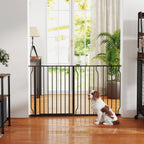 PawHut Extra Wide Dog Safety Gate, with Door Pressure, for Doorways, Hallways, Staircases - Black