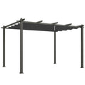 Outsunny 3 x 4m Aluminium Pergola, with Retractable Roof - Dark Grey