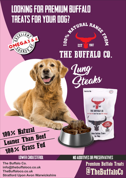 Buffalo Lung Steaks - Dog Treats - 1kg