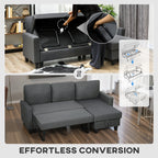 HOMCOM Three-Seater Storage Sofa Bed -  Charcoal Grey