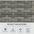Outsunny Seven-Piece Rattan Garden Sofa Set, with Expanding Table - Grey