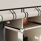 Fabric Wardrobe, with Rails and Shelves - Cream White