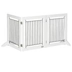 PawHut Foldable Pet Gate, with Three Panels & Two Support Feet - White