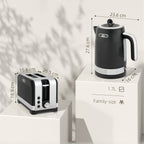Sleek Textured Kettle and Toaster Set - Black