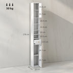 HOMCOM 178 cm Narrow Tall Bathroom Cabinet - White