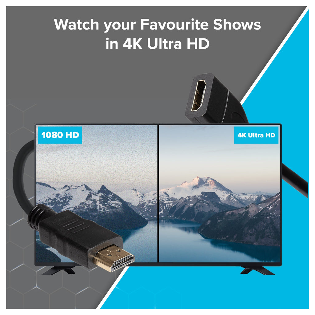 Maplin HDMI Male to HDMI Female 4K Ultra HD Extension Cable - Black