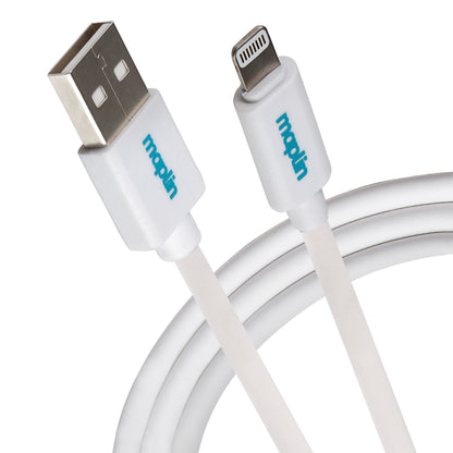 Maplin Premium Apple MFI Certified Tangle-Free Lightning to USB-A 2.0 Cable - White, 1.5m