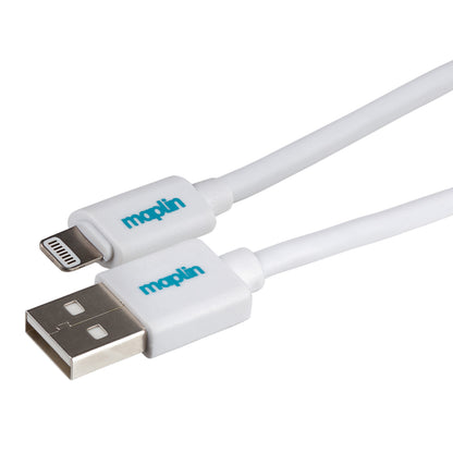 Maplin Premium Apple MFI Certified Tangle-Free Lightning to USB-A 2.0 Cable - White, 1.5m