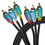Maplin Triple RCA Phono to Triple RCA Phono Cable - Black, 3m