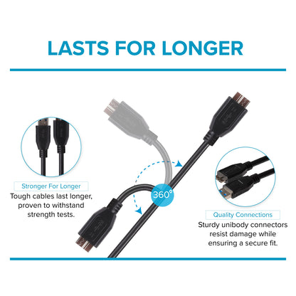 Maplin USB-A to Micro USB-B V3 Super Speed Cable - Black