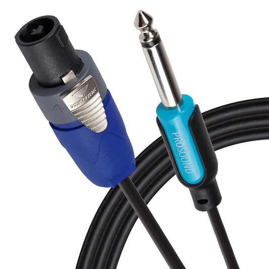 ProSound Neutrik Speakon NL2FX Connector to 1/4" 6.35mm 2 Pole Jack Plug Cable - Black