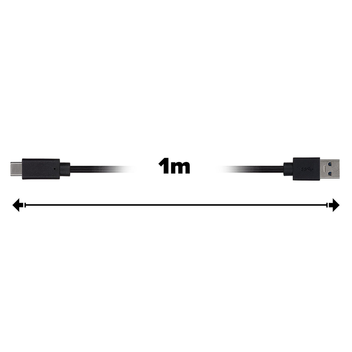Maplin Pro USB-C to USB-A 3.1 Gen1 5Gbps Super Speed Cable - Black, 1m