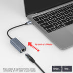 Maplin USB-C to Gigabit RJ45 Ethernet Network LAN Adapter - Black, 0.25m