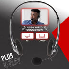 ProSound USB-A Stereo Headset with Electret Condenser Boom Microphone & 1.2m Cable