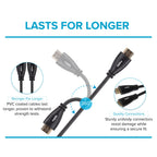 Maplin Thin HDMI to HDMI 4K Ultra HD Cable with Ethernet & Gold Connectors - Black, 3m